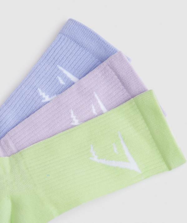 Damske Ponozky Gymshark Crew 3pk Lavendel / Modre Hnede / Zelene | MS1057236